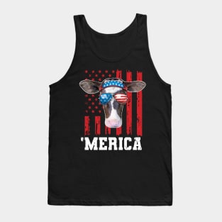 Cow 4th of July Merica American Farmer Tank Top